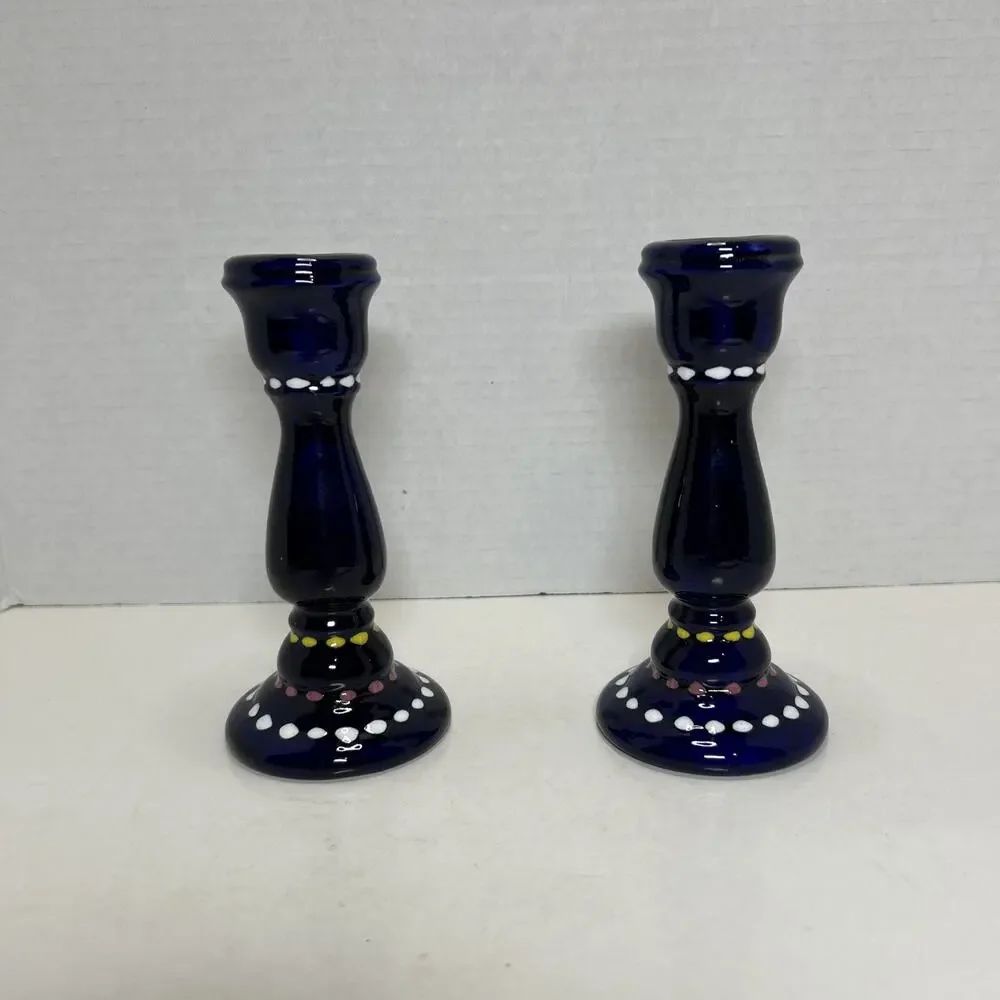 Pair Of Cobalt Blue Ceramic 6